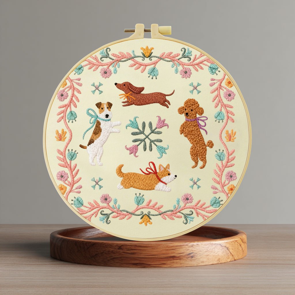 Embroidery Running Stitch - 1pc 20X20CM/15X15CM running dog Embroidery Starter