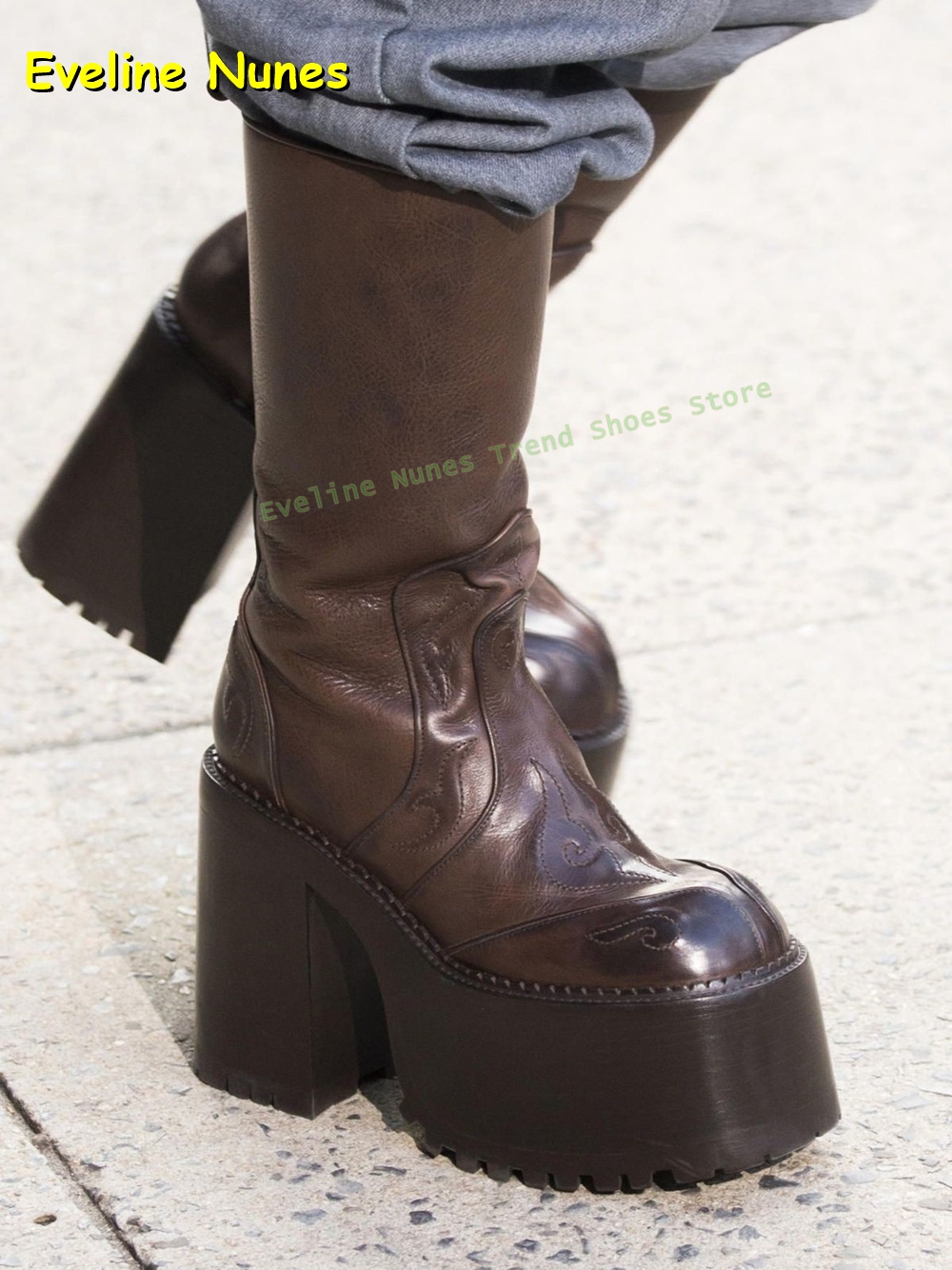 Embroidery Yes - Embroidery Platform Knee High Boots Round