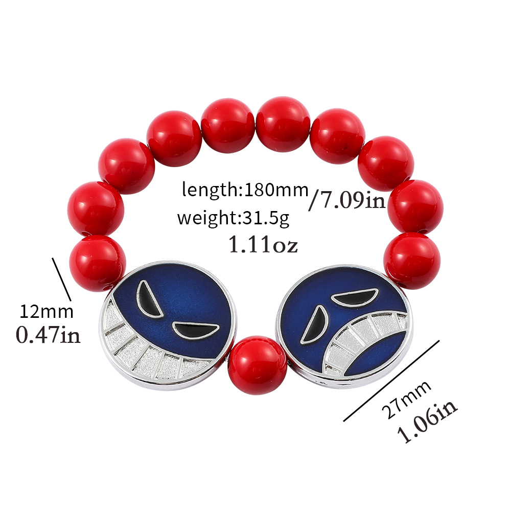 Anime Red Beads Face Bracelet  - Embroidery Illustration reseña y precio