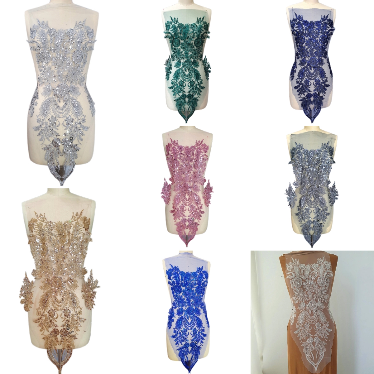 8 colors Sequins Bodice Weddin - Embroidery Design 3D reseña y precio
