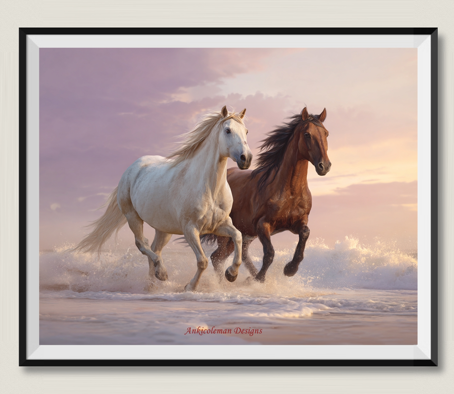 Two Horses Running on Beach 2- - Embroidery Running Stitch reseña y precio