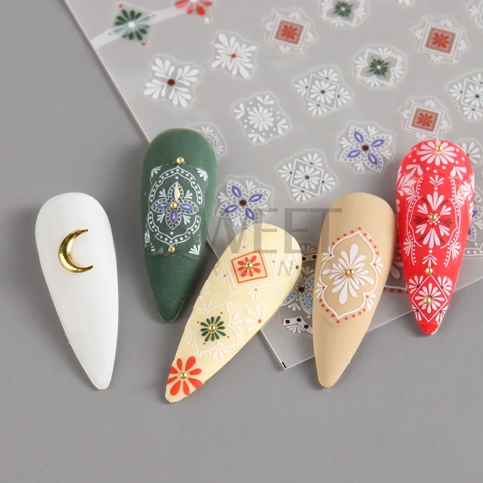 3D Bohemian Matte New Nail Sti - Embroidery Design 3D reseña y precio