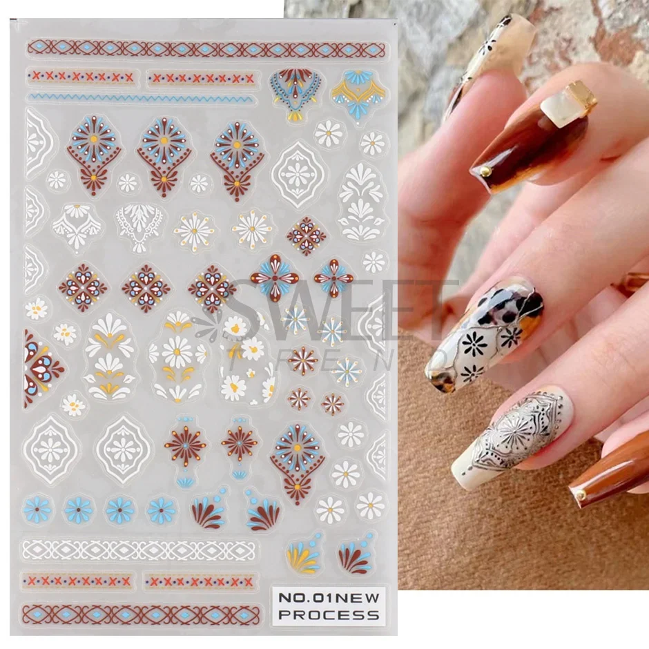 3D Bohemian Matte New Nail Sti - Embroidery Design 3D reseña y precio