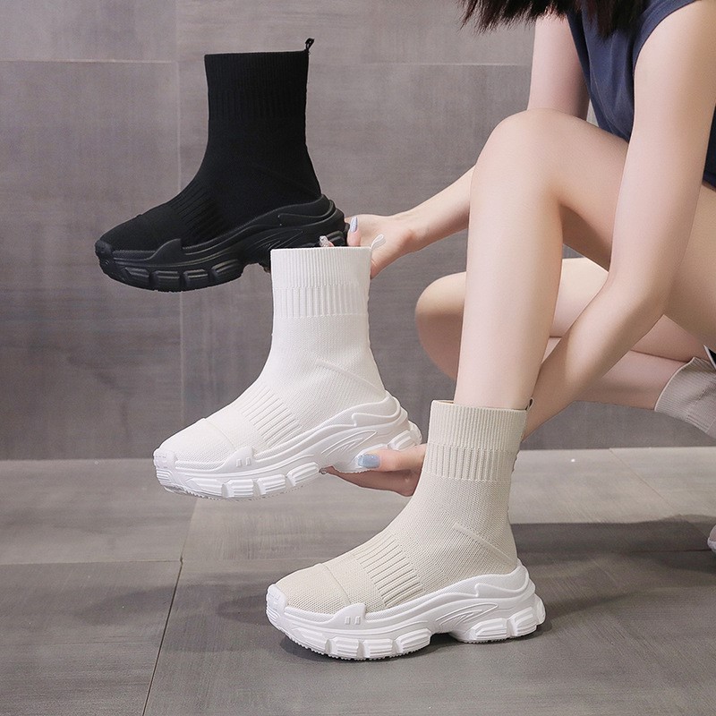 Sock boots women's summer new  - Embroidery Canvas reseña y precio