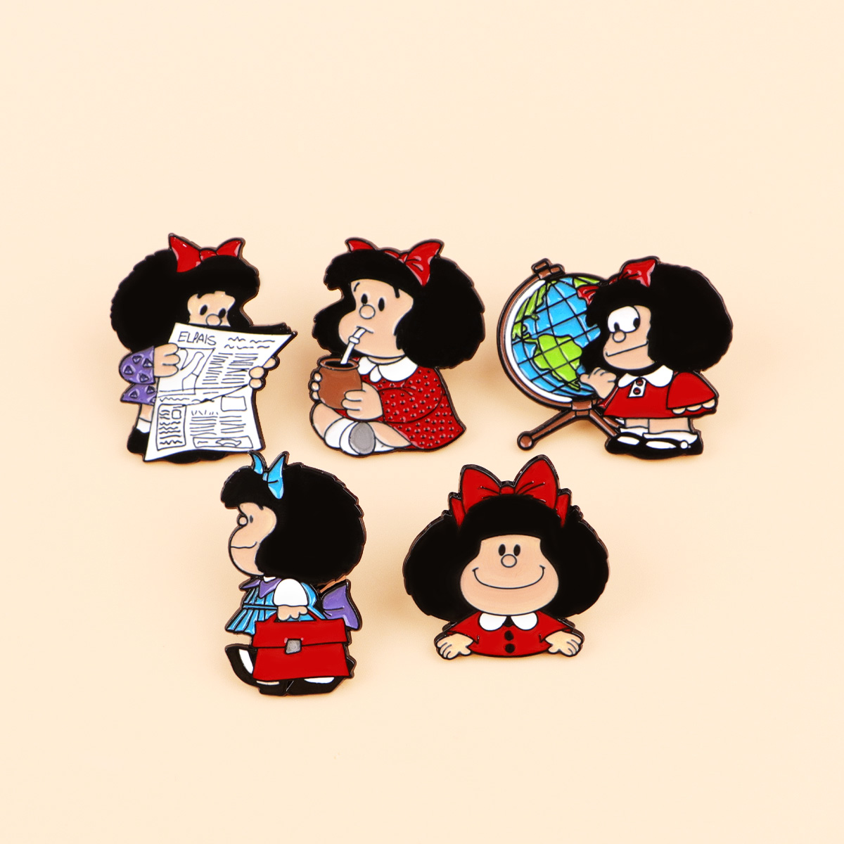 5pcs Cute Girl Enamel Pin Set  - Embroidery Illustration reseña y precio