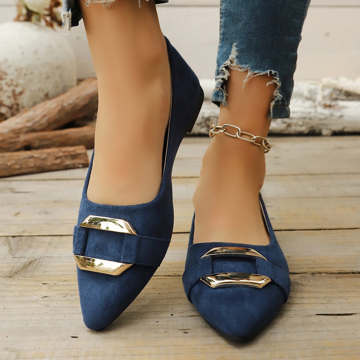 Spring and Autumn Elegant Poin - Embroidery Flat Shoes reseña y precio
