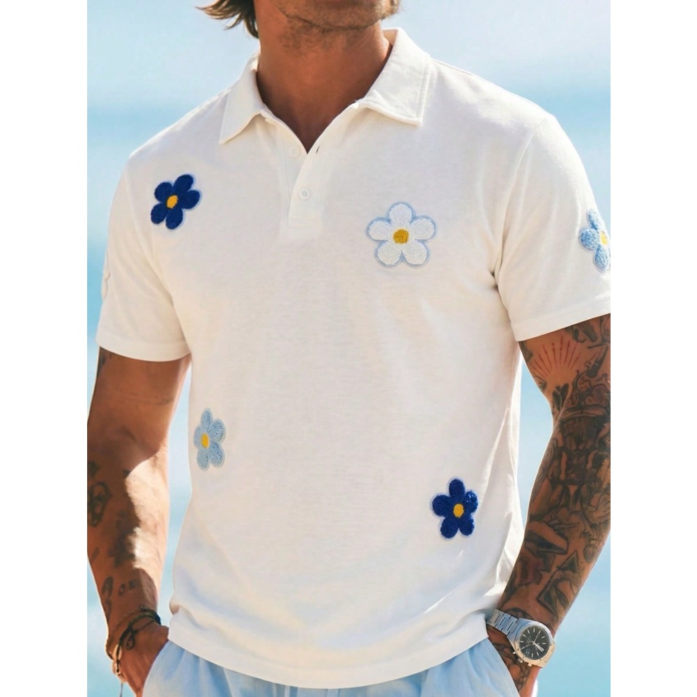 Men's Short Sleeve Polo Shirt  - Embroidery Design 3D reseña y precio