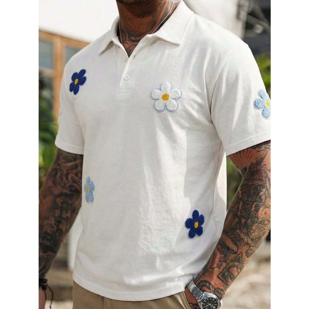 Men's Short Sleeve Polo Shirt  - Embroidery Design 3D reseña y precio