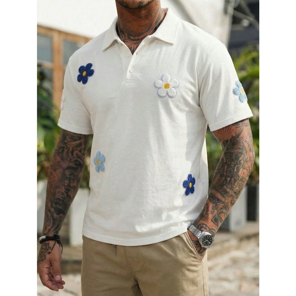 Men's Short Sleeve Polo Shirt  - Embroidery Design 3D reseña y precio