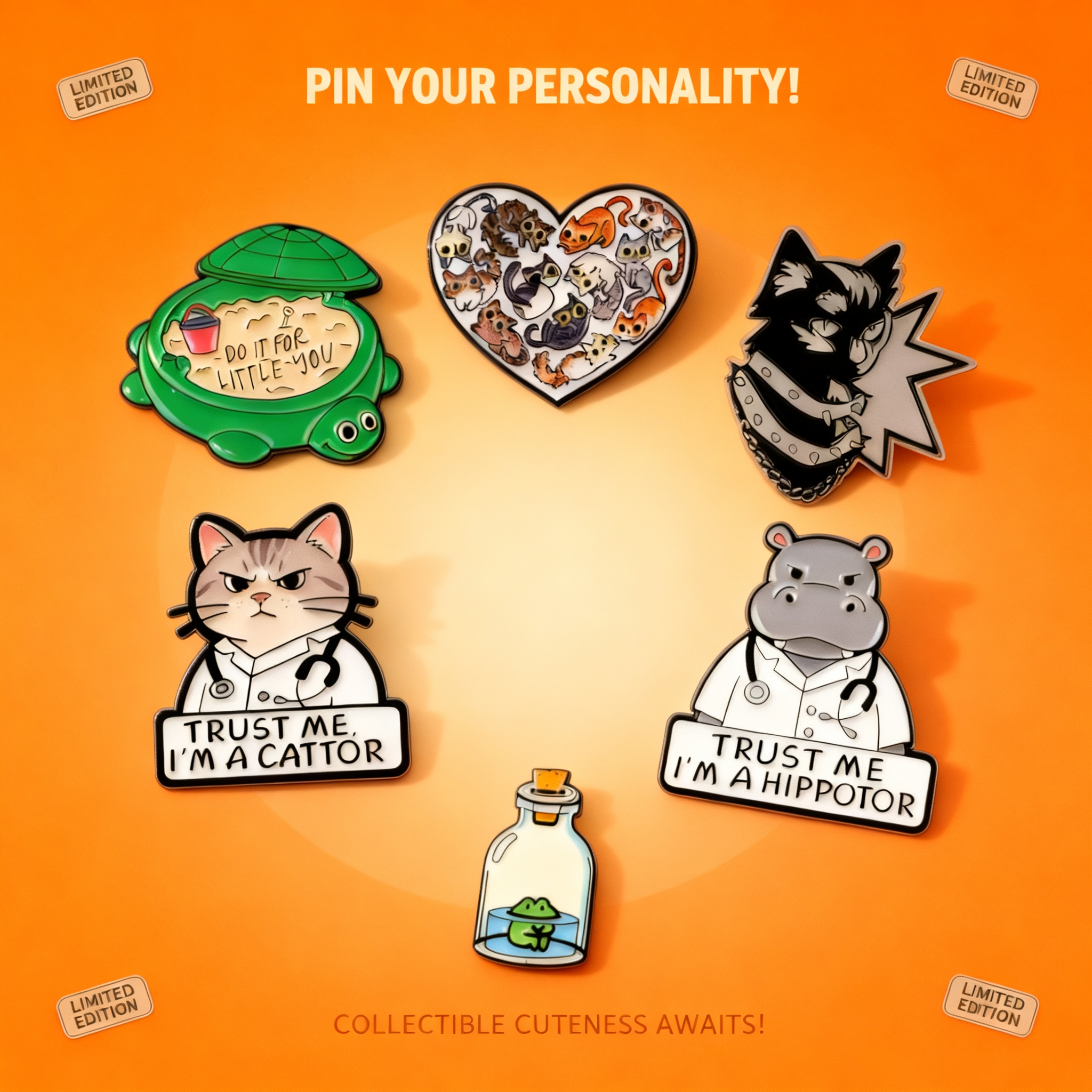 Cute Cat Doctor Enamel Pin Car - Embroidery Illustration reseña y precio