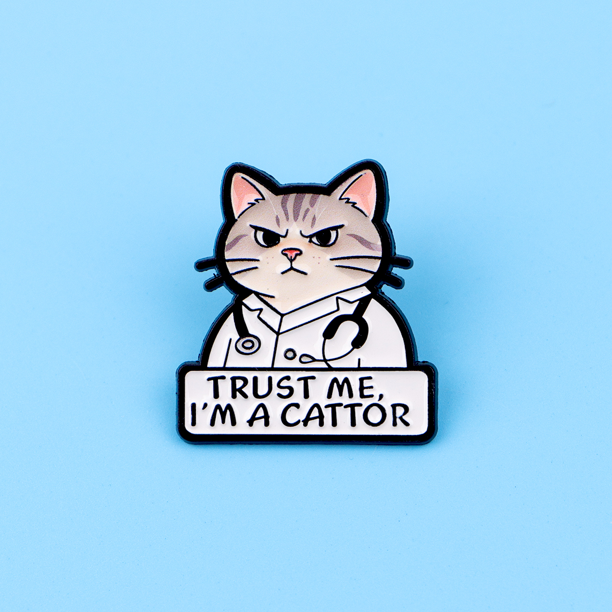 Cute Cat Doctor Enamel Pin Car - Embroidery Illustration reseña y precio