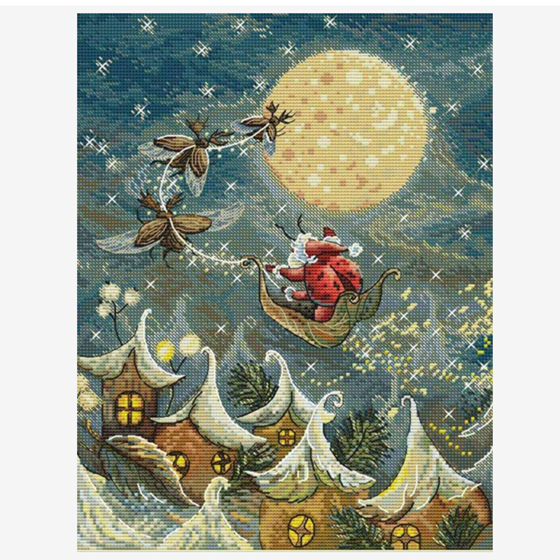 Santa Claus Running To The Moo - Embroidery Running Stitch reseña y precio