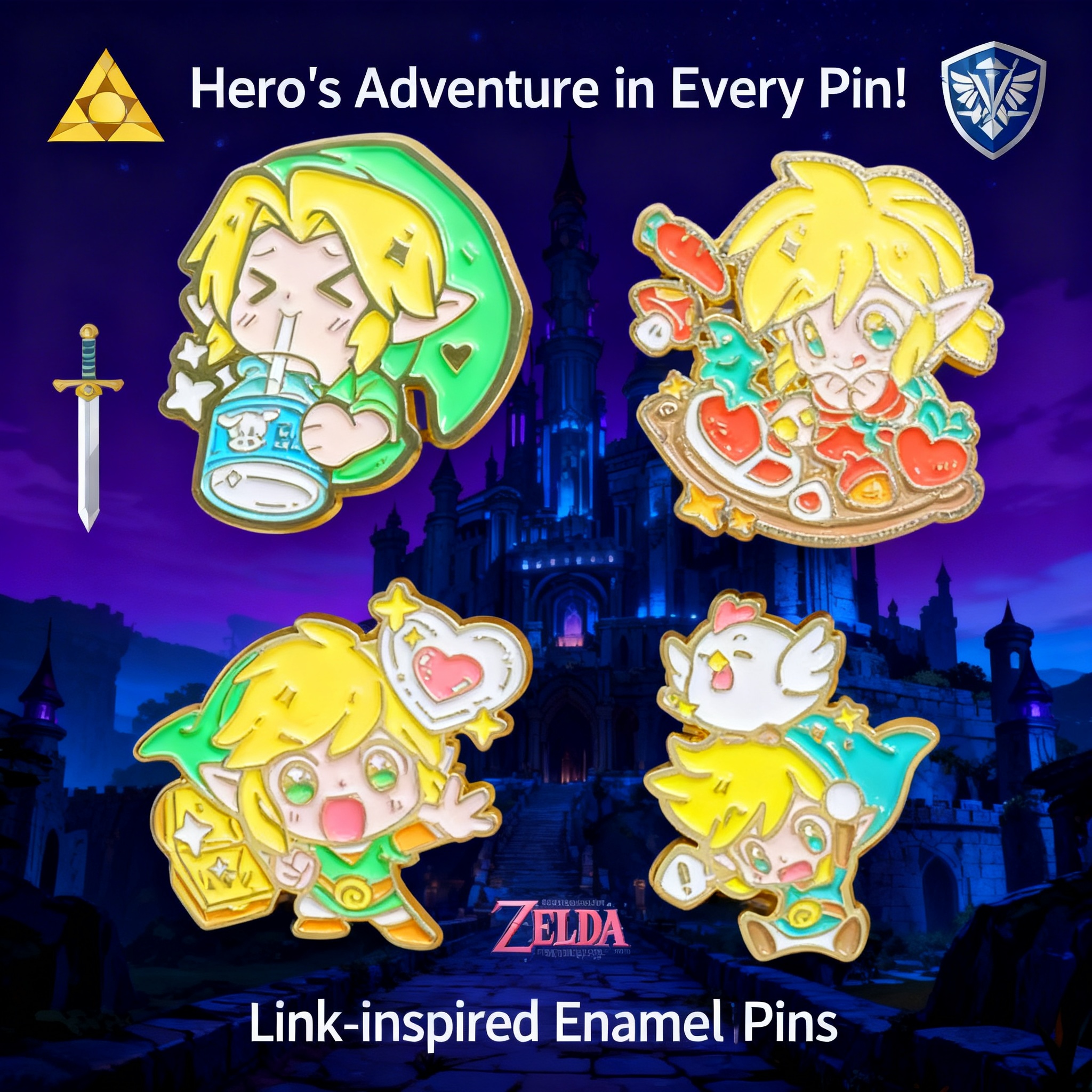 Adventure Game Badges Enamel P - Embroidery Illustration reseña y precio