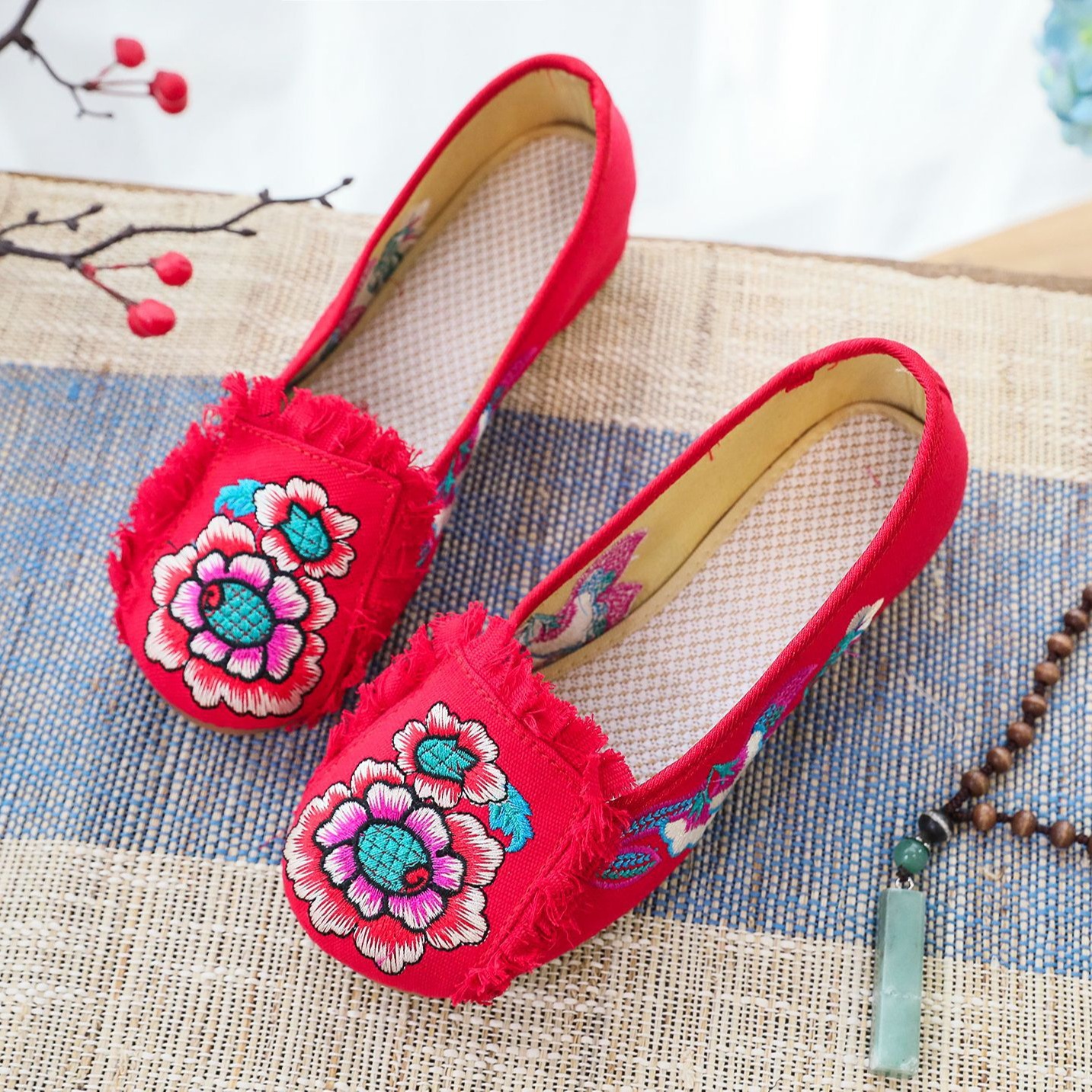 Woman Woven Shoes New Ethnic S - Embroidery Canvas reseña y precio