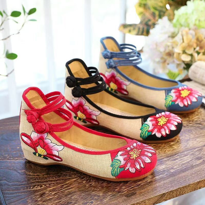 Woman Wedges Embroidered Cloth - Embroidery Canvas reseña y precio