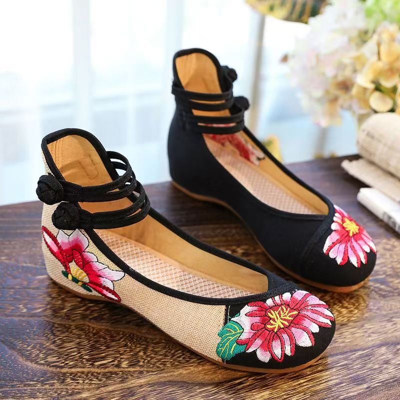 Woman Wedges Embroidered Cloth - Embroidery Canvas reseña y precio