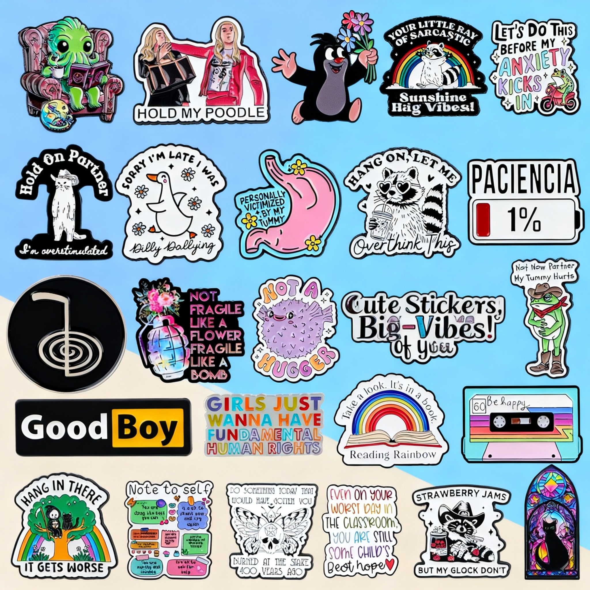 Cartoon Cat Enamel Pin Cute Ra - Embroidery Illustration reseña y precio