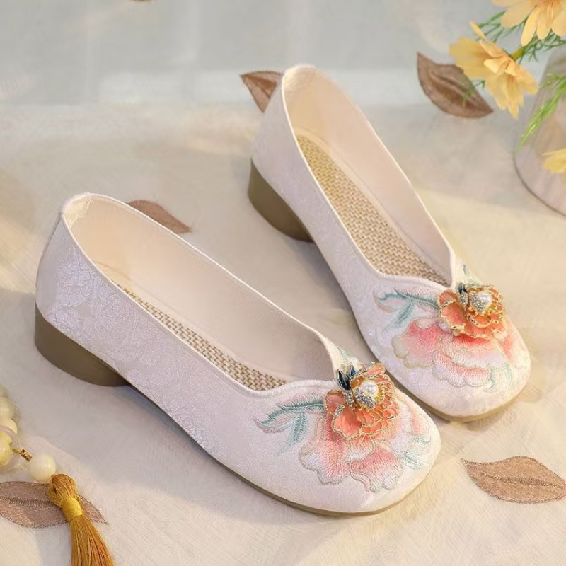 Woman Low Heel Embroidered Clo - Embroidery Canvas reseña y precio